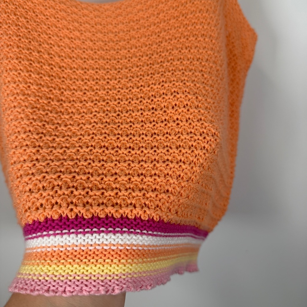 Francesca’s Blue Rain‎ Orange Knit Women's Crop Top - Picture 2 of 6